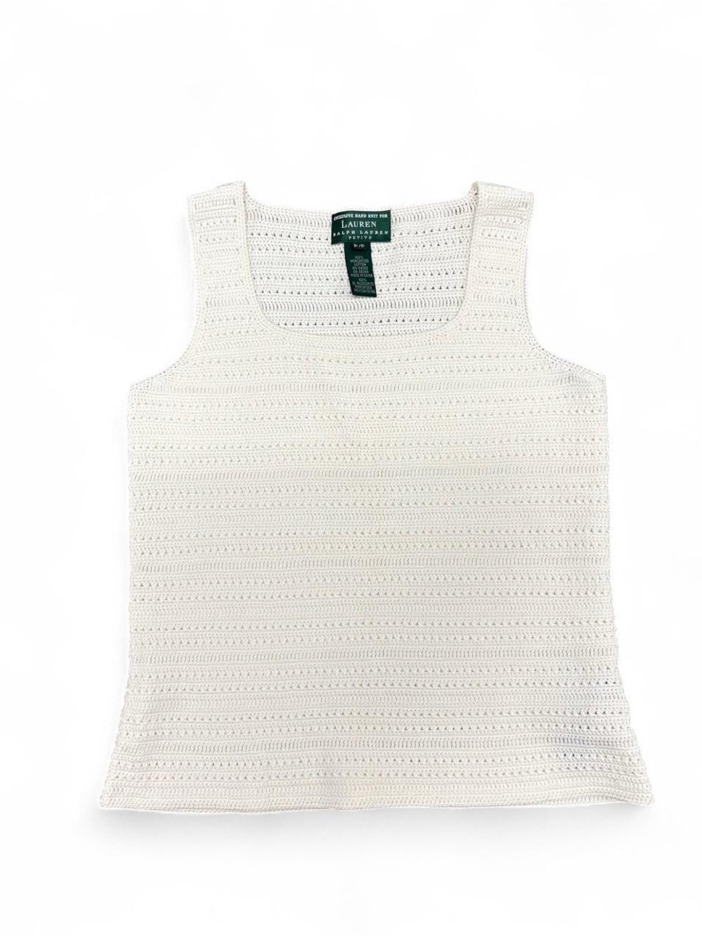 Lauren Ralph Lauren White Crochet Knit Tank